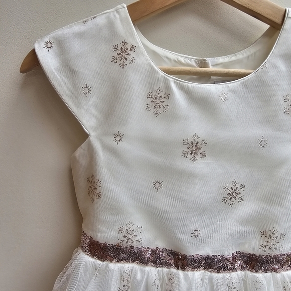 Jona Michelle Girl's Gauzy Tulle Snow Flake Sparkle Print Dress, Size 7 - Picture 3 of 11